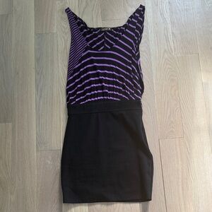 LaRok Violet and Black Diagonal Stripe dress xs